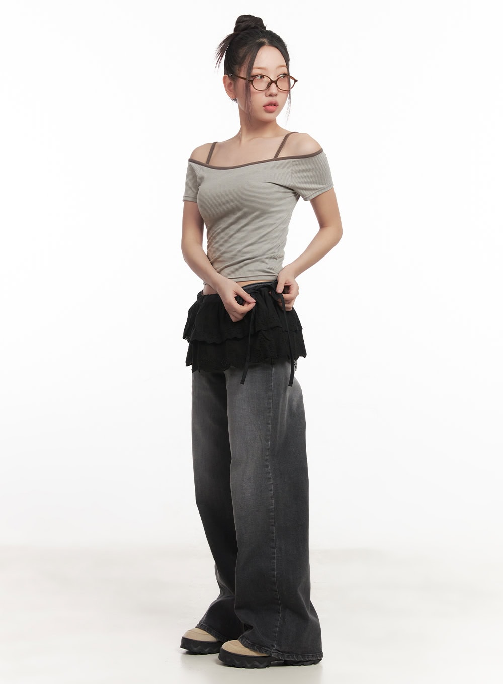 Lace Trim Wrap Mini Skirt CM528