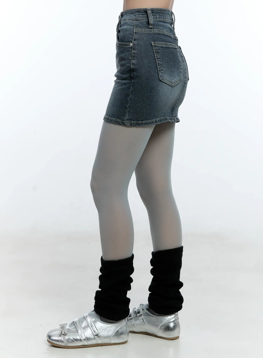 Denim Mini Skirt with Hip Pads CU527