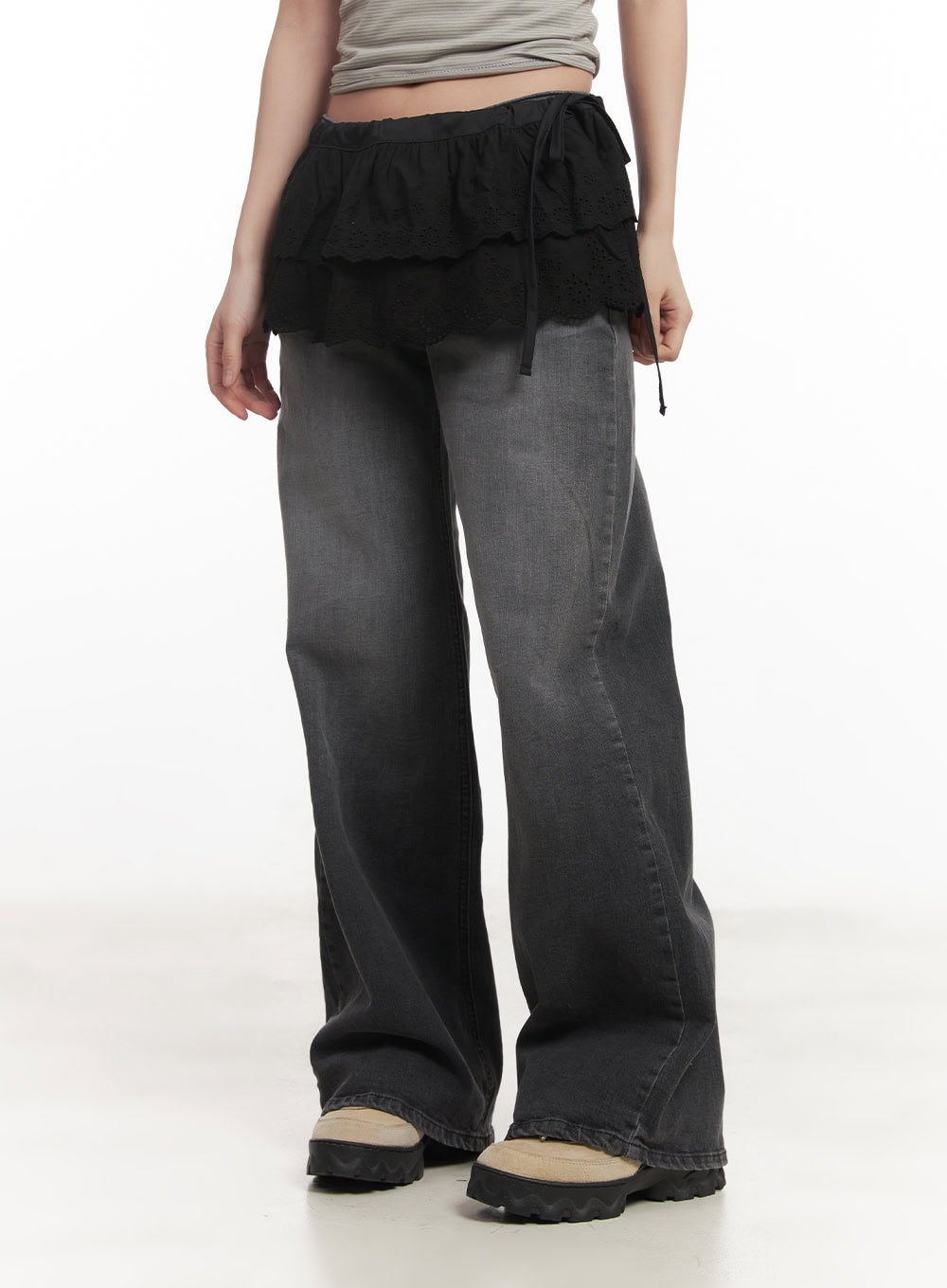 Lace Trim Wrap Mini Skirt CM528